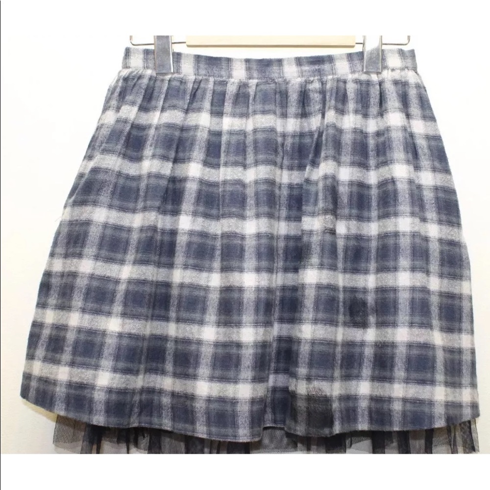 Jack Plaid Pleated Skaters Mini Skirt Check 26 Blue Black 2 Ruffles Tool Cotton
